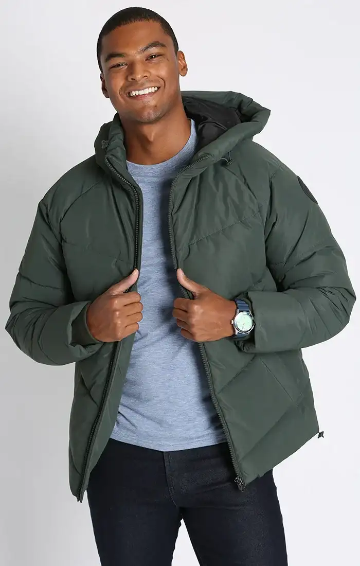 Image of Forest Green Quilted Hooded Puffer Jacket