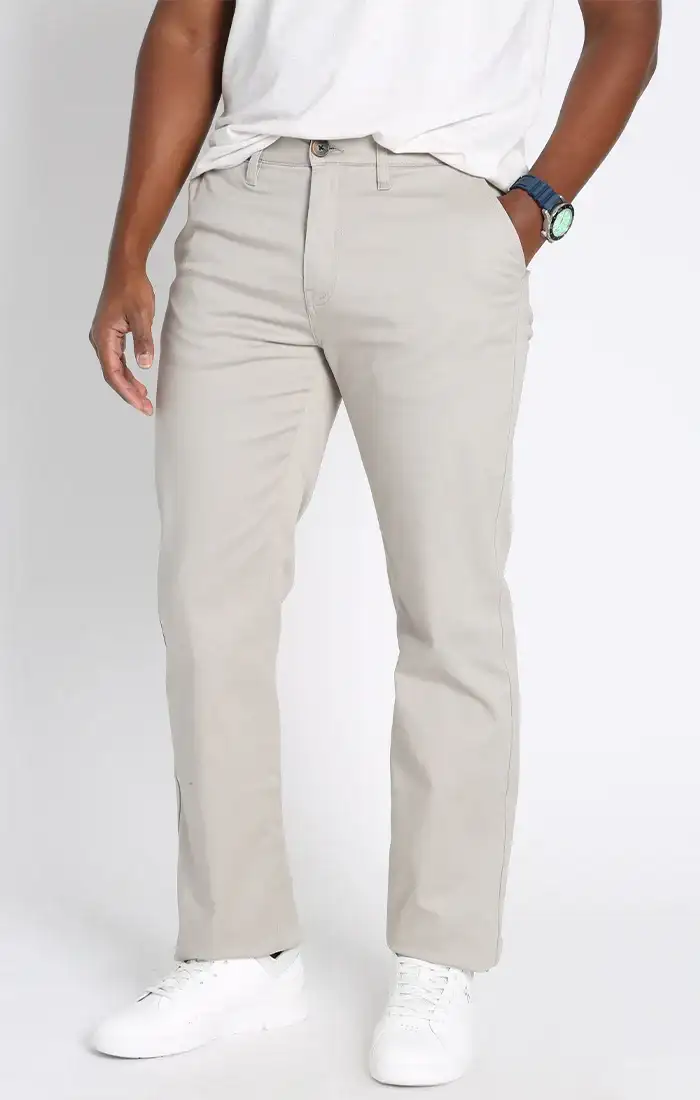 Image of Light Grey Bowie Straight Fit Stretch Sateen Chino Pant