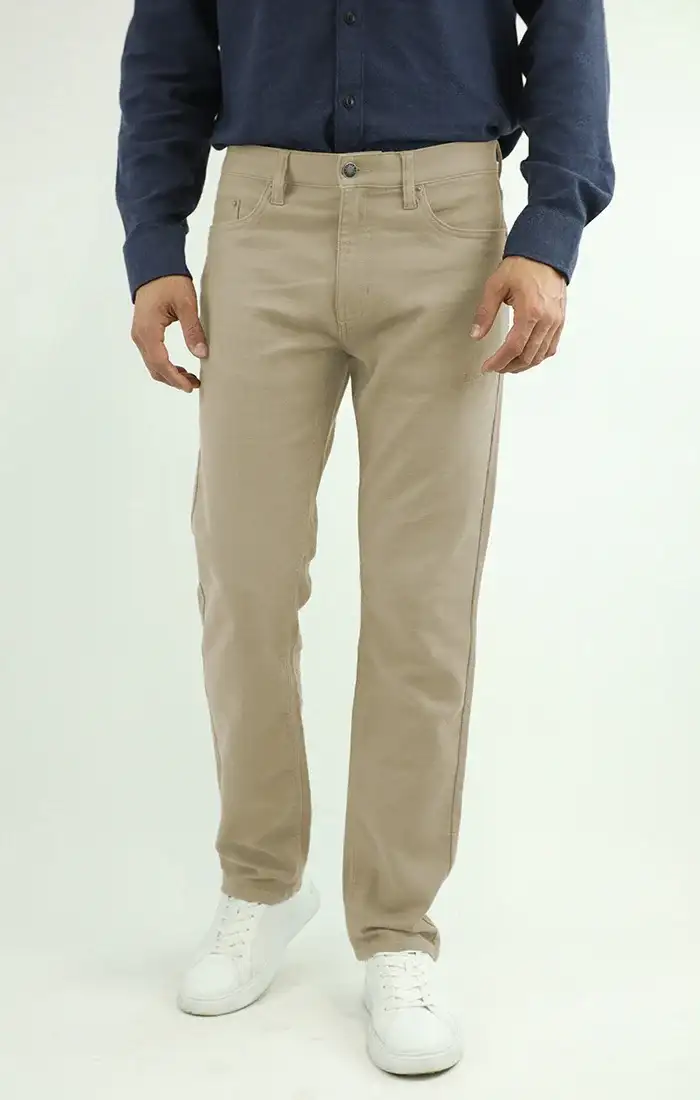 Image of Khaki Straight Fit Stretch Twill 5 Pocket Pant