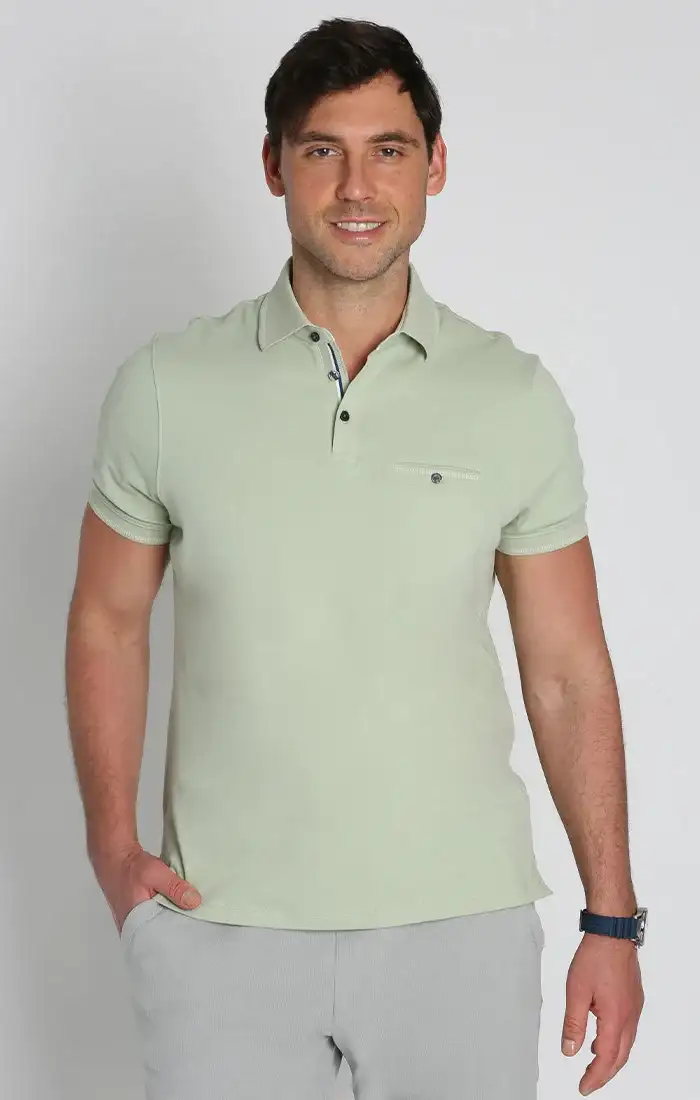 Image of Green Luxe Cotton Interlock Polo Shirt