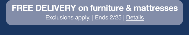 Free Delivery on furniture & mattresses | Exclusions apply. | Ends 2/25 | Details