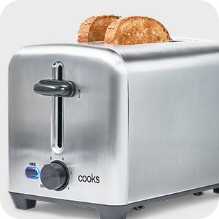 Cooks 2-slice stainless steel toaster, slow cooker, waffle maker or skillet