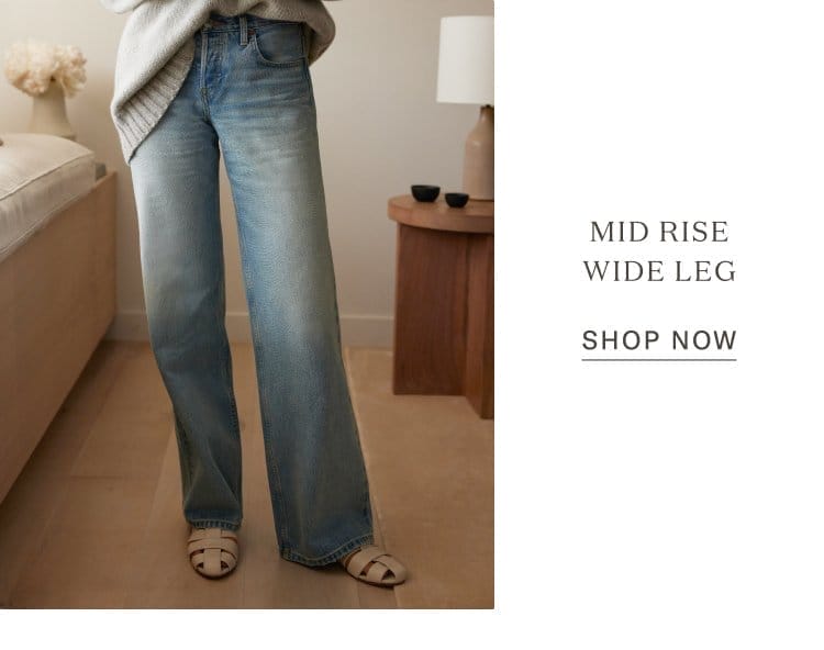 Mid Rise Wide Leg