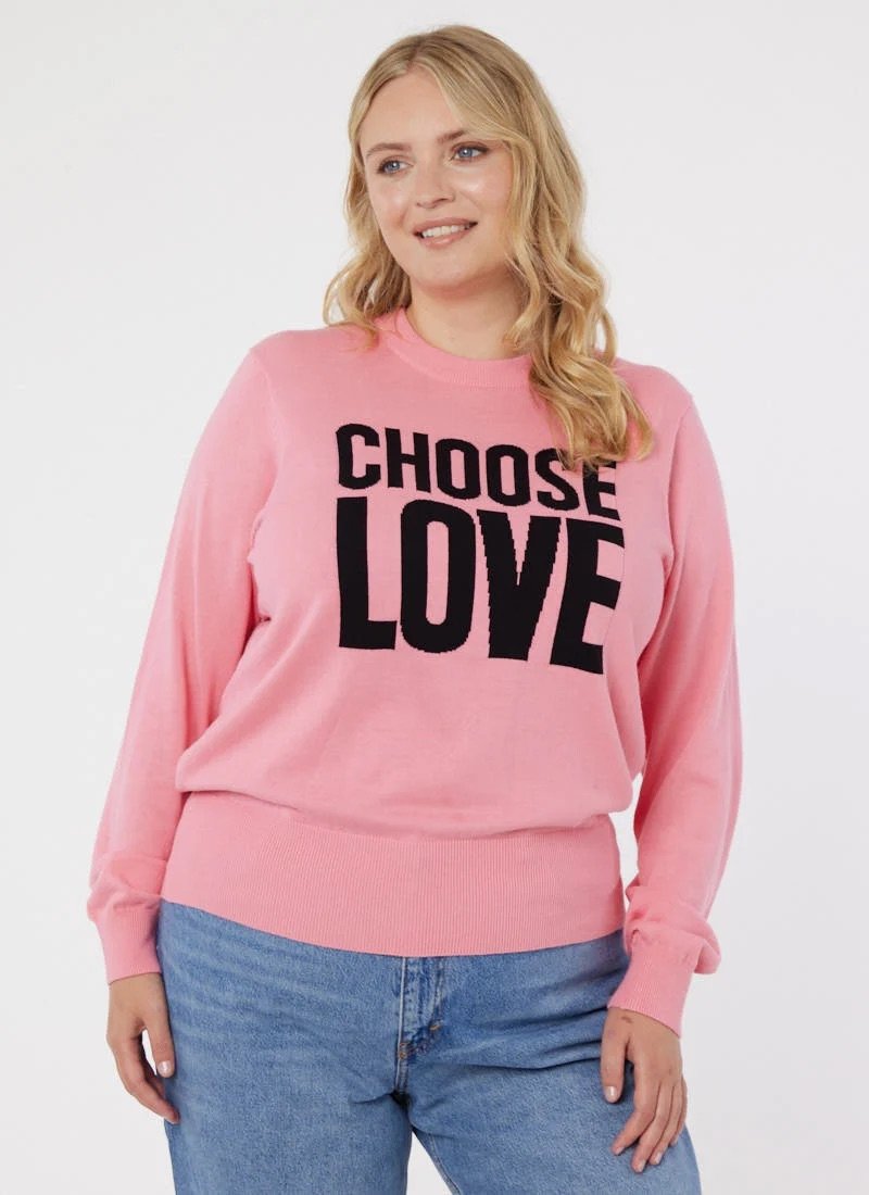 Aphrodite Choose Love Slogan Knit - Pink
