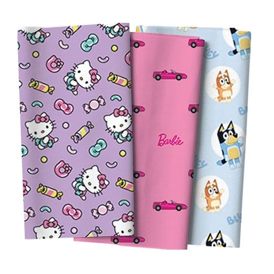 Licensed Character Fabrics and No-Sew Throw Kits
