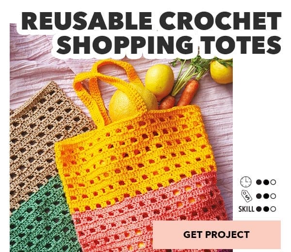 Reusable Crochet Shopping Totes. 2 Time; 2 Money; 2 Skill. Get Project.