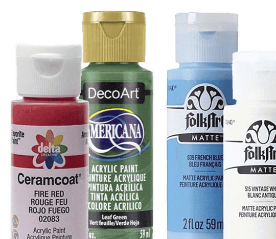 Americana, Ceramcoat and FolkArt 2oz Acrylic Paints.