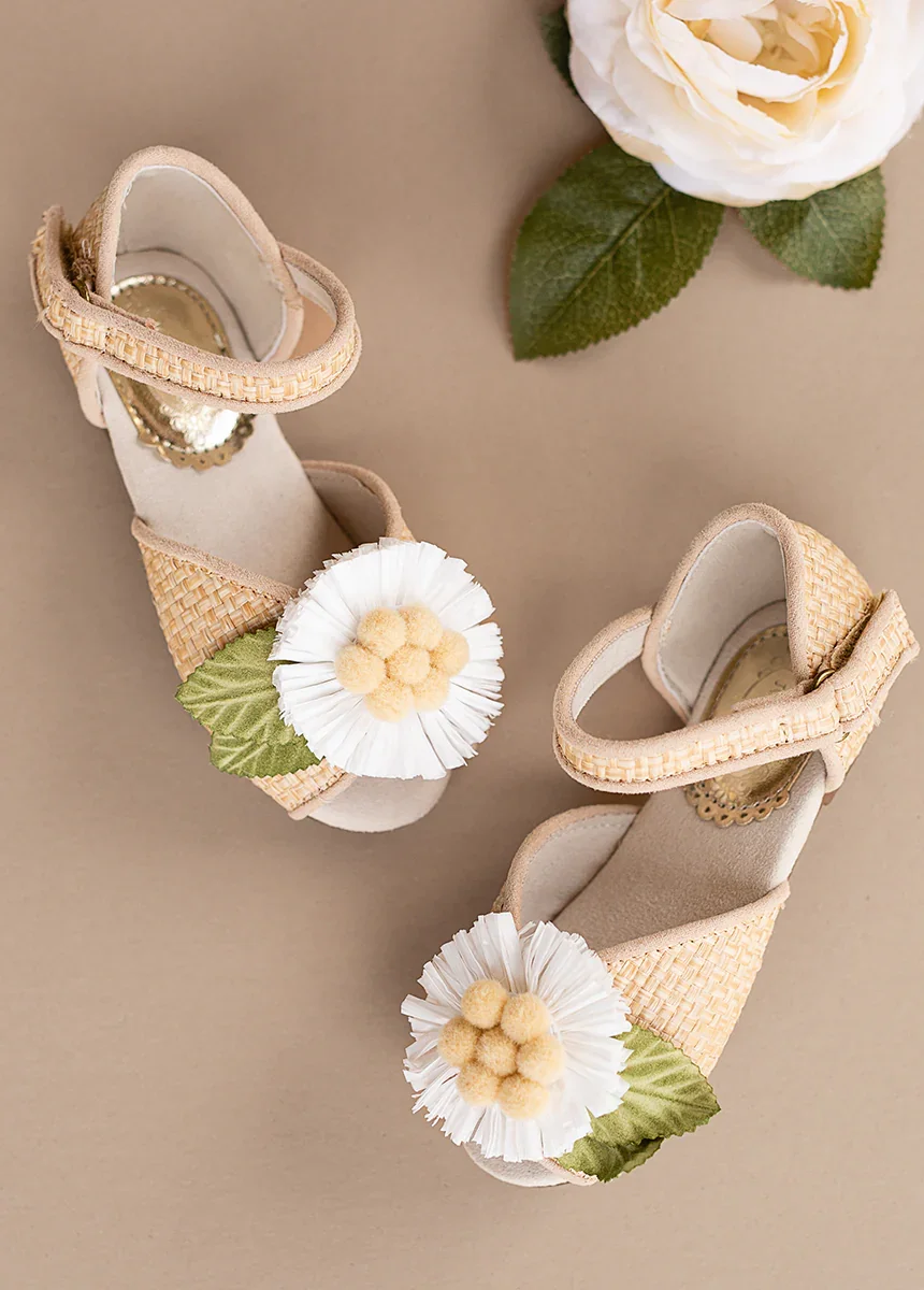 Image of Mercedes Peep Toe Flats in Straw