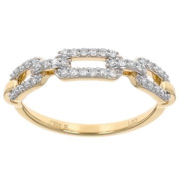 White Lab-Grown Diamond 14k Yellow Gold Over Sterling Silver Link Band Ring 0.25ctw