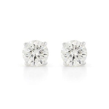 Certified White Lab-Grown Diamond H-I 14K White Gold Stud Earrings 1.00ctw