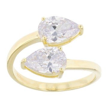 White Cubic Zirconia 18k Yellow Gold Over Sterling Silver Ring 4.52ctw