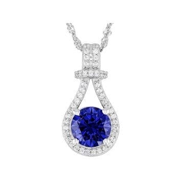 Blue And White Cubic Zirconia Rhodium Over Silver Pendant 3.51ctw