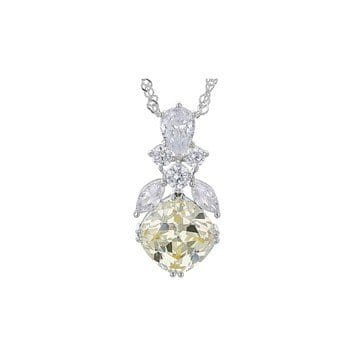 Canary And White Cubic Zirconia Rhodium Over Sterling Silver Pendant With Chain 9.44ctw