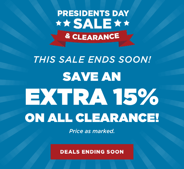 Extra 15% off all clearance. Price as marked