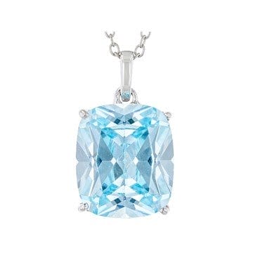 Blue And White Cubic Zirconia Rhodium Over Sterling Silver Pendant With Chain 13.36ctw