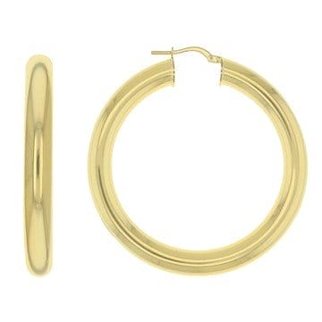 18k Yellow Gold Over Bronze Hoop Earrings