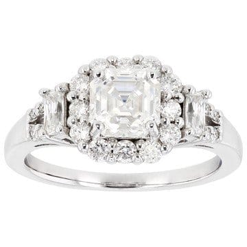 Moissanite Platineve Halo Ring 1.57ctw DEW.