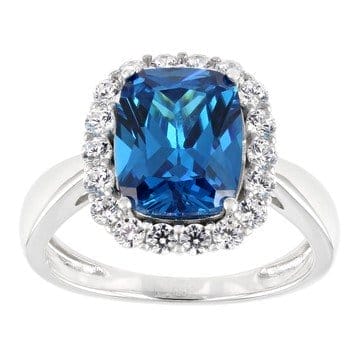 Blue And White Cubic Zirconia Rhodium Over Sterling Silver Ring 4.26ctw