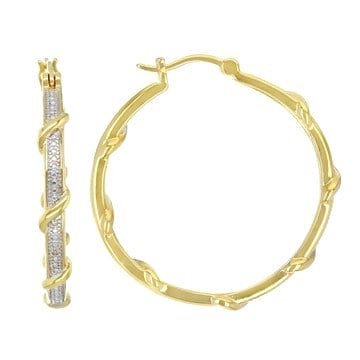 White Diamond Accent 14k Yellow Gold Over Bronze Inside-Out Hoop Earrings
