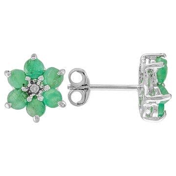 Green Emerald Rhodium Over Sterling Silver Stud Earrings 1.36ctw