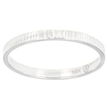 10K White Gold 2mm Textured Band Ring