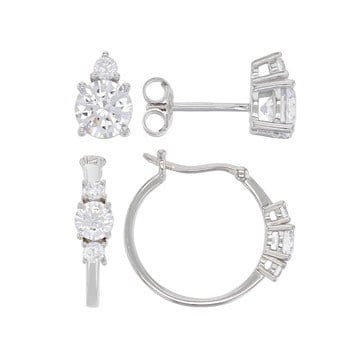 White Cubic Zirconia Platinum Over Sterling Silver Earring Set 5.48ctw