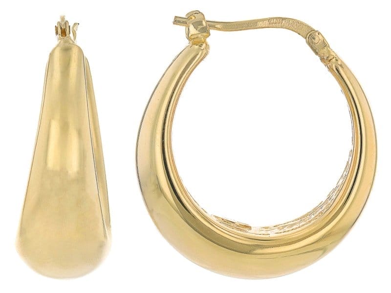 18k Yellow Gold Over Sterling Silver Graduated Hoop Earrings