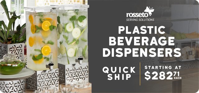 Rosseto Plastic Beverage Dispensers