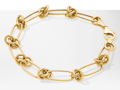 Hollow Love Knot Link Bracelet 10K Yellow Gold 7.5''