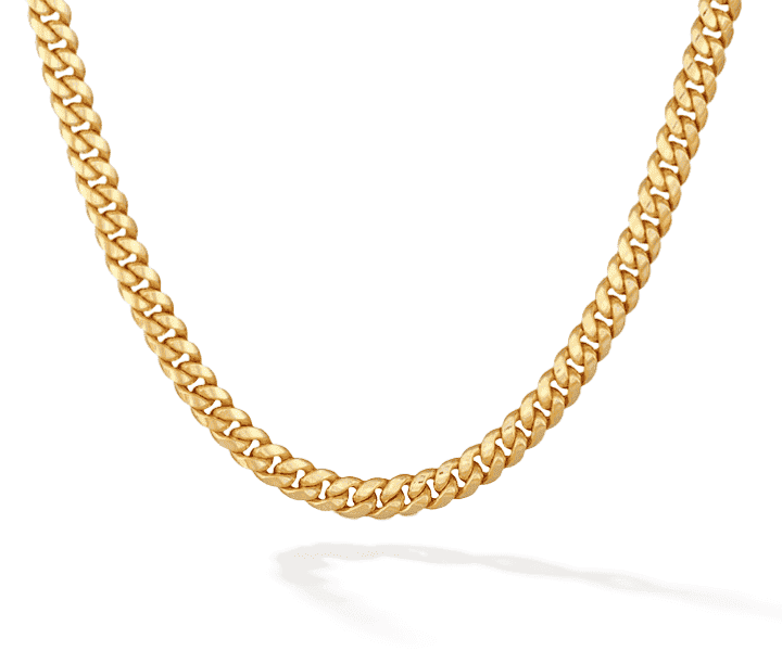 Semi-Solid Cuban Curb Chain Necklace 6.8mm 10K Yellow Gold 22''