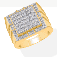 Men's Diamond Ring 2 ct tw Round-cut 10K Yellow Gold