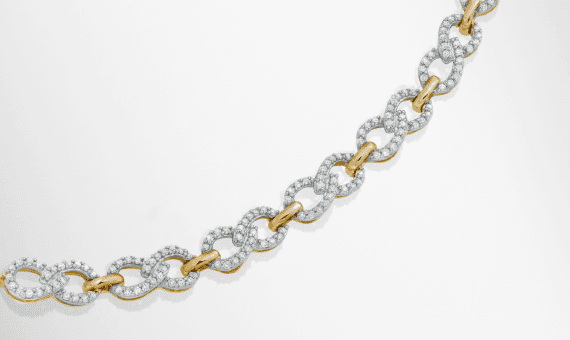 Diamond Infinity Link Bracelet 1 ct tw 10K Yellow Gold 7.25''