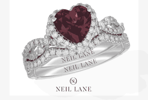 Neil Lane Heart-cut Garnet Bridal Set 5/8 ct tw Diamonds 14K White Gold