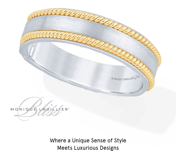Monique Lhuillier Bliss Men's Diamond Accent Wedding Ring 18K Two-Tone Gold