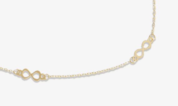 Infinity Symbol Station Necklace 10K Yellow Gold 18''