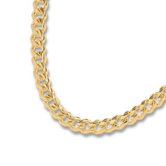 Solid Cuban Curb Chain Necklace 10K Yellow Gold 24''
