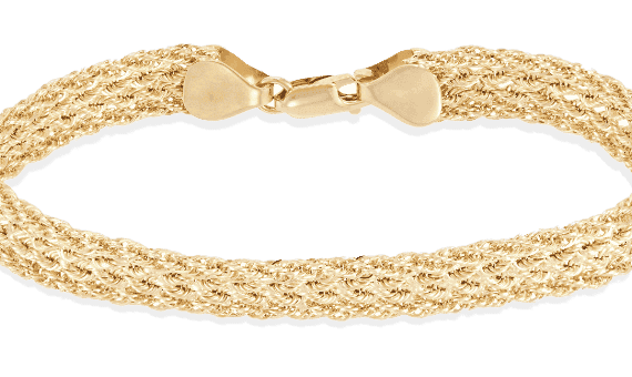 Woven Hollow Rope Chain Bracelet 10K Yellow Gold 7.5''