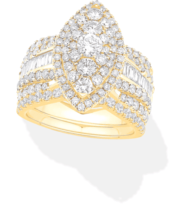 Round-Cut Multi-Diamond Center Marquise Frame Bridal Set 2-1/2 ct tw 14K Yellow Gold