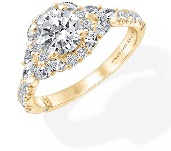 Monique Lhuillier Bliss Diamond Engagement Ring 1-7/8 ct tw Round, Marquise & Pear-shaped 18K Yellow Gold