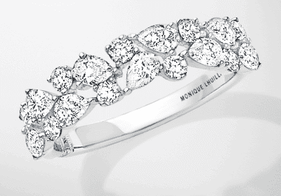 Monique Lhuillier Bliss Diamond Wedding Band 1-1/4 ct tw Pear & Round-cut 18K White Gold