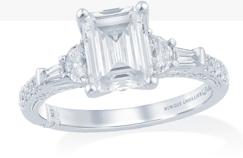 Monique Lhuillier Bliss Emerald-Cut Lab-Created Diamond Engagement Ring 2 ct tw 18K White Gold