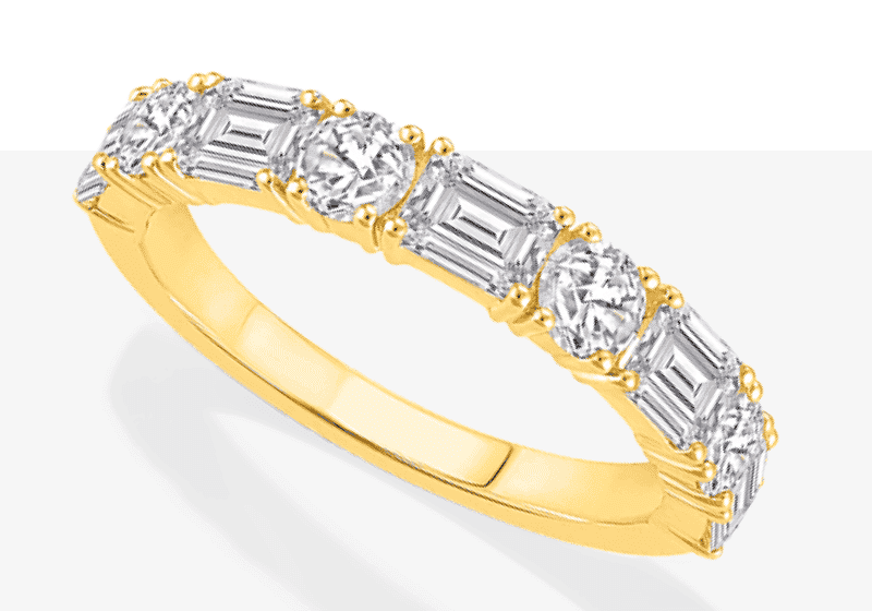 Lab-Created Diamonds by KAY Round & Emerald-Cut Anniversary Ring 2 ct tw 14K Yellow Gold