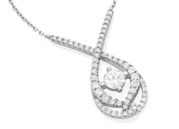 Love Entwined Diamond Necklace 1 ct tw Round-cut 10K White G
