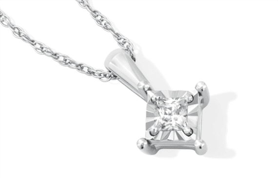 Radiant Reflections Diamond Necklace 1/10 ct tw Princess-Cut