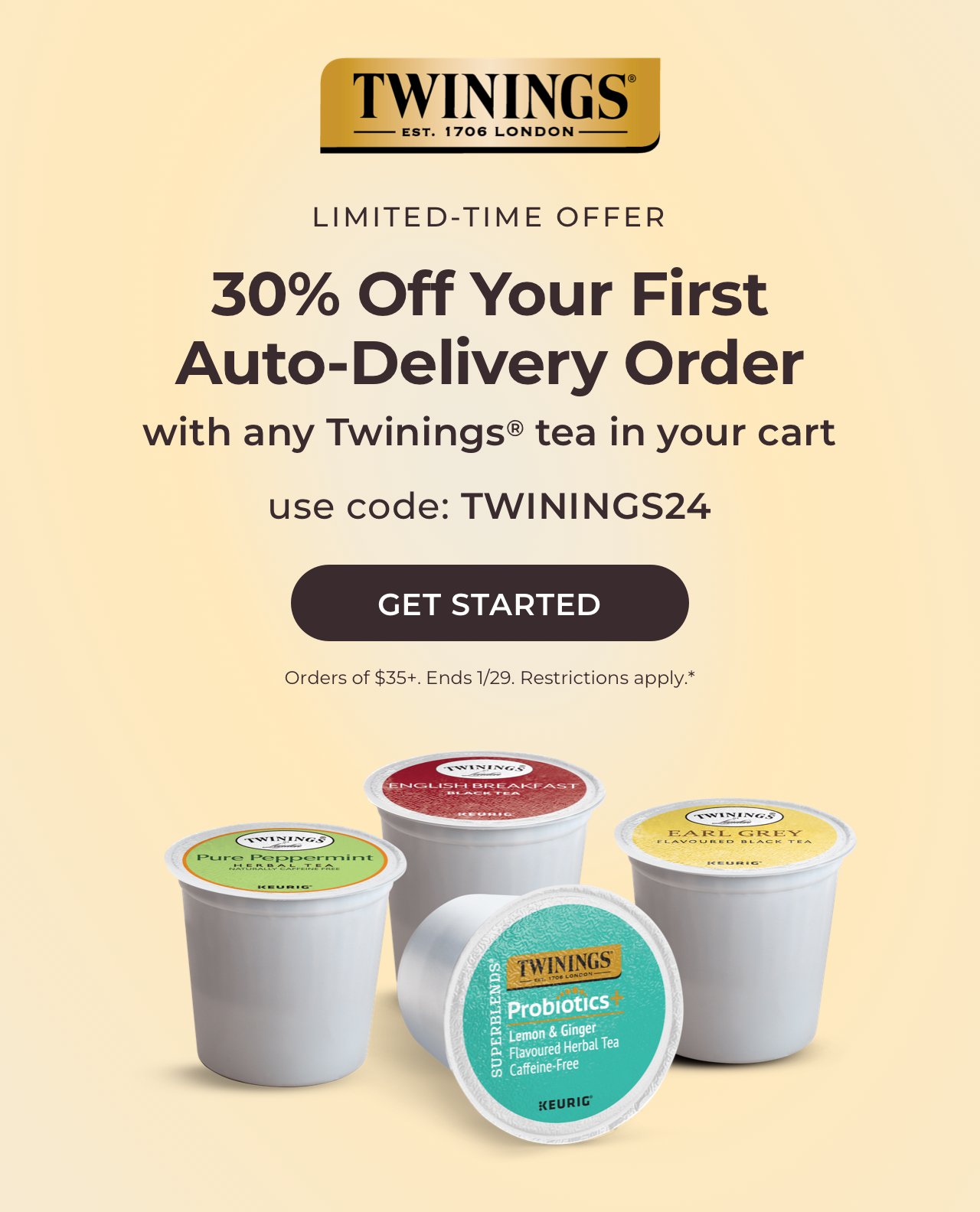 30% off your first Auto-Delivery order with Twinings in cart
