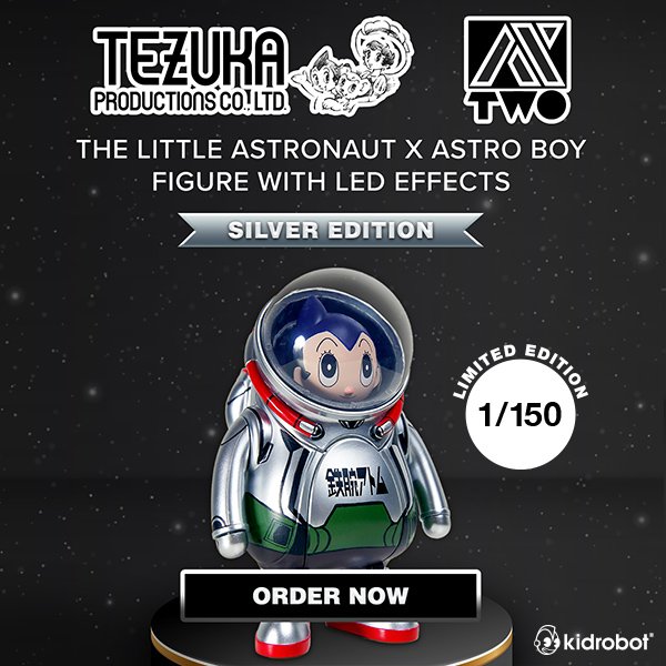 BLACK FRIDAY! THE LITTLE ASTRONAUT X ASTRO BOY FIGURE WITH LED EFFECTS BY AX2 - SILVER (LIMITED EDITION OF 150)