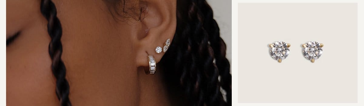 June Round Stud Earrings Diamond
