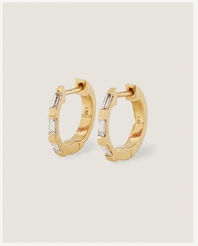 Ellie Baguette Diamond Huggie Earrings