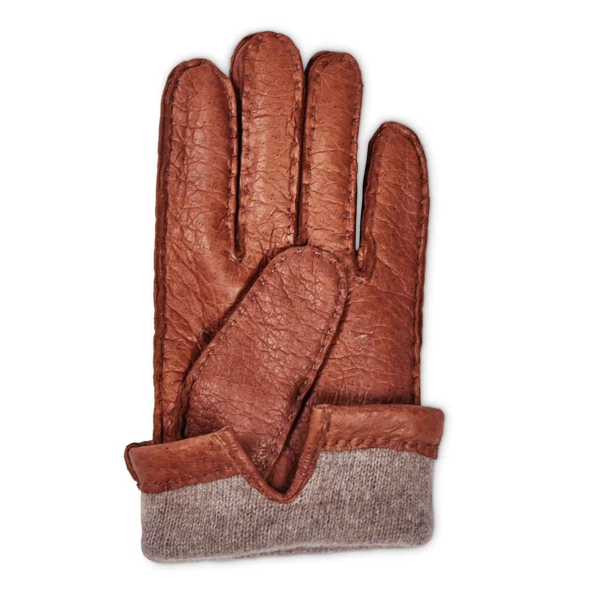 Image of Sovereign Grade Medium Brown Peccary Leather Gloves, Cashmere Lined