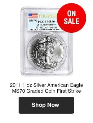 2011 1 oz Silver American Eagle MS70 Graded Coin First Strike